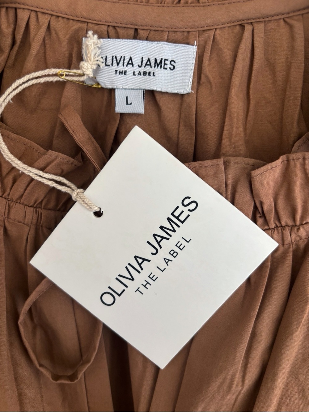 Olivia James the Label Tinsley Dress Penny Brown Large NEW NWT - Picture 7 of 9